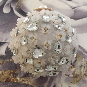 Embellished Appliqué Pearl Beaded Handbag